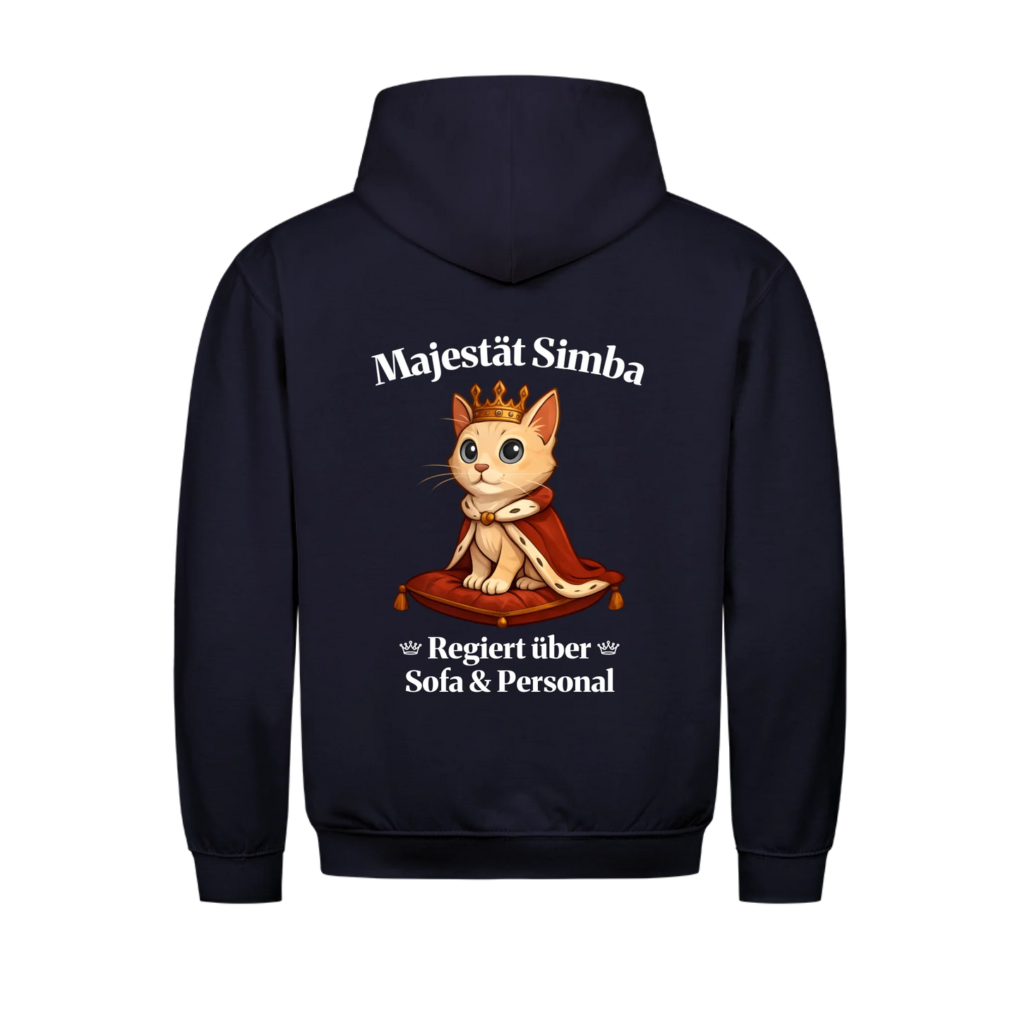 Majestät über Sofa und Personal